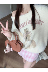 Fall Fuzzy Bunny Sweetheart Sweater