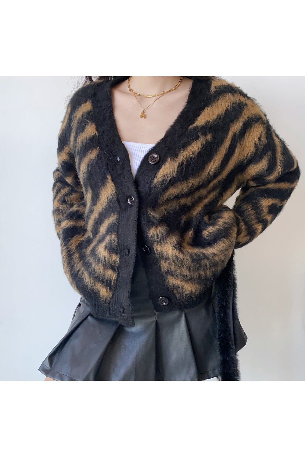 Fall Fuzzy Leopard Fleece Cardigan