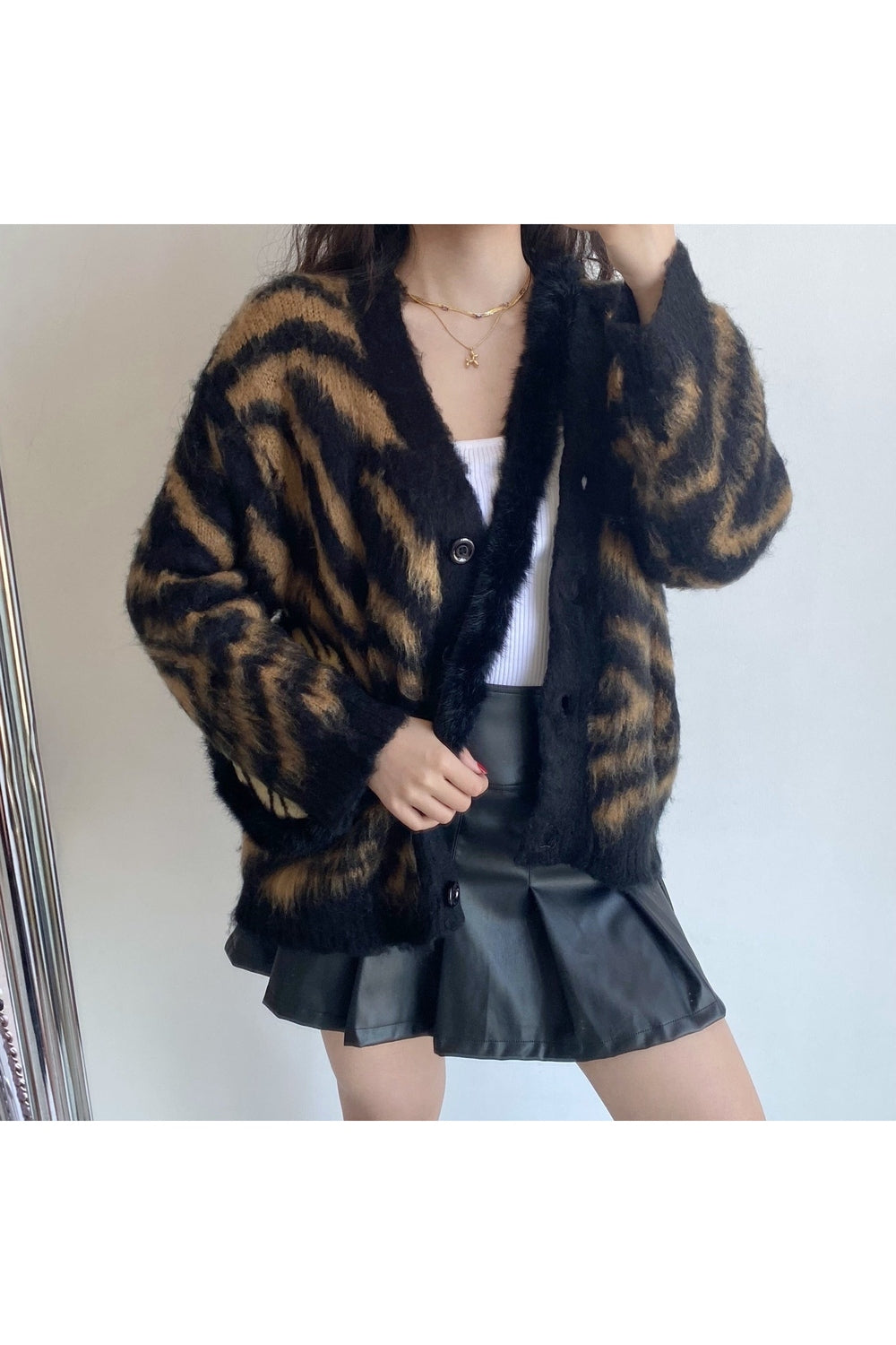 Fall Fuzzy Leopard Fleece Cardigan