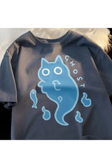 Ghost Cat Cotton T-shirt