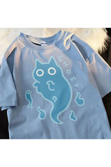 Ghost Cat Cotton T-shirt