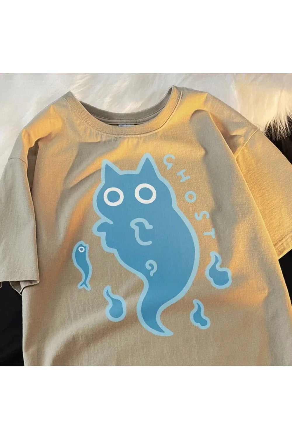 Ghost Cat Cotton T-shirt