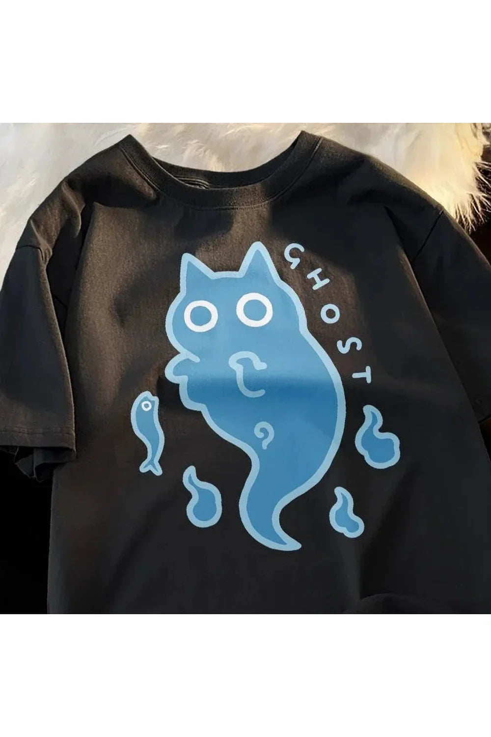 Ghost Cat Cotton T-shirt