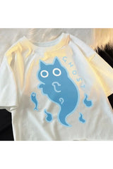 Ghost Cat Cotton T-shirt