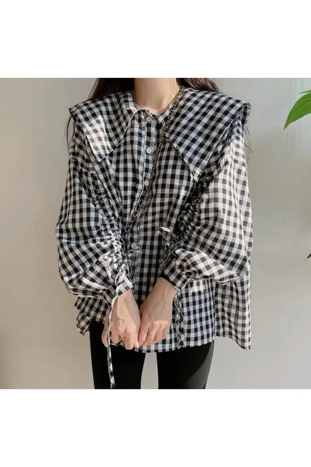 Gingham Charm Button-Up Blouse