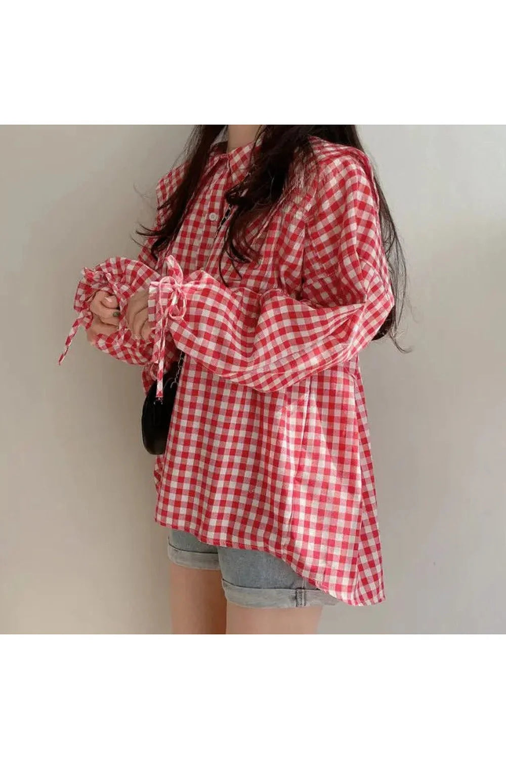 Gingham Charm Button-Up Blouse