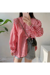 Gingham Charm Button-Up Blouse