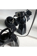 Glossy Bow Accent Platform Shoes