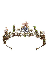 Gold Color Crystal Flowers Crown