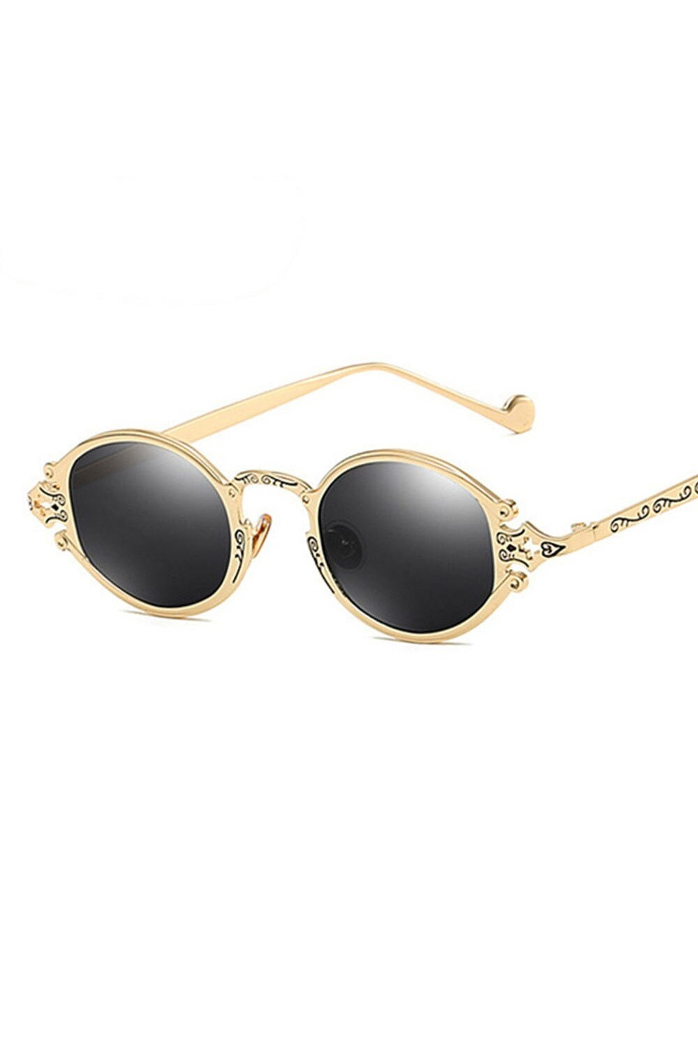 Gold Color Oval Sunglasses