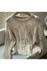 Fall Golden Bloom Cable-Knit Sweater