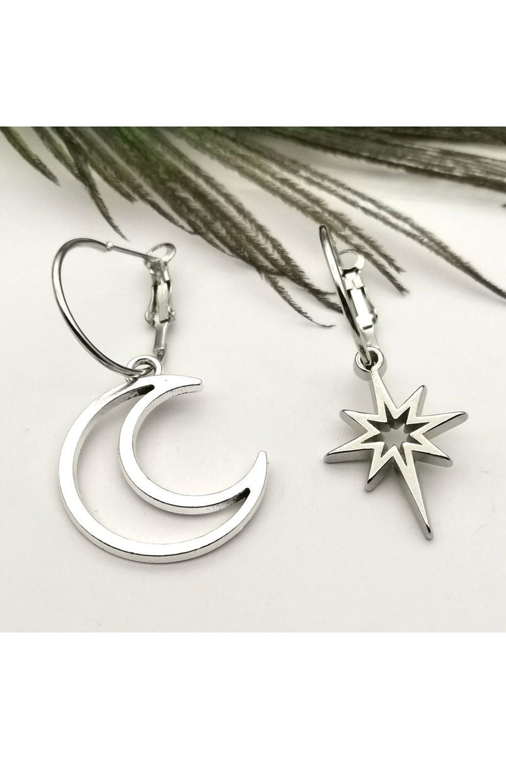 Goth Moons  Stars Charm Earrings