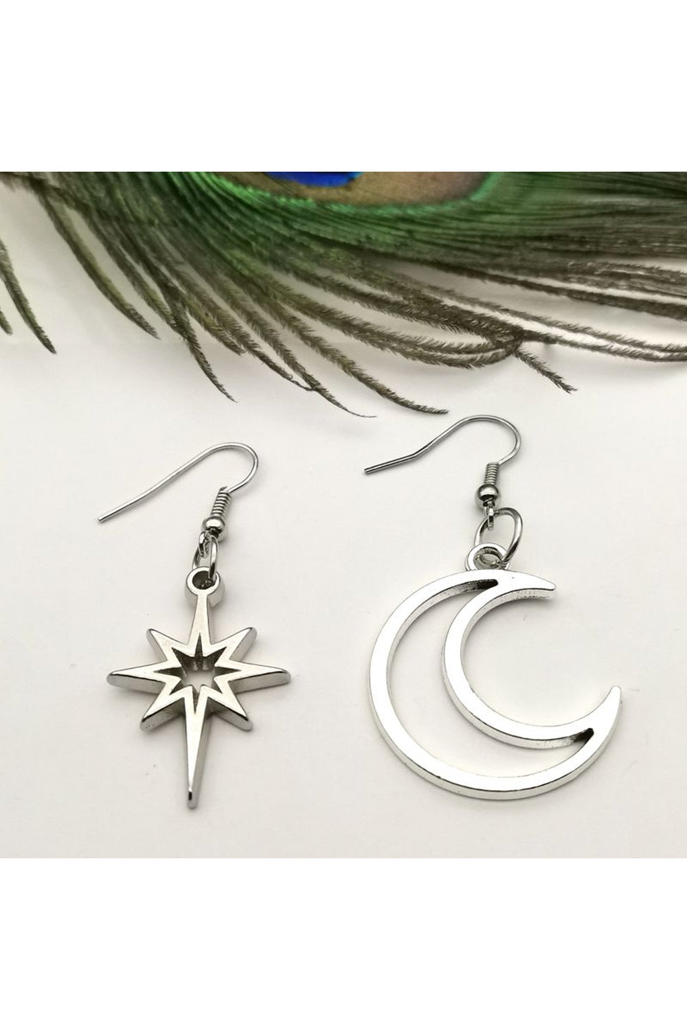 Goth Moons  Stars Charm Earrings