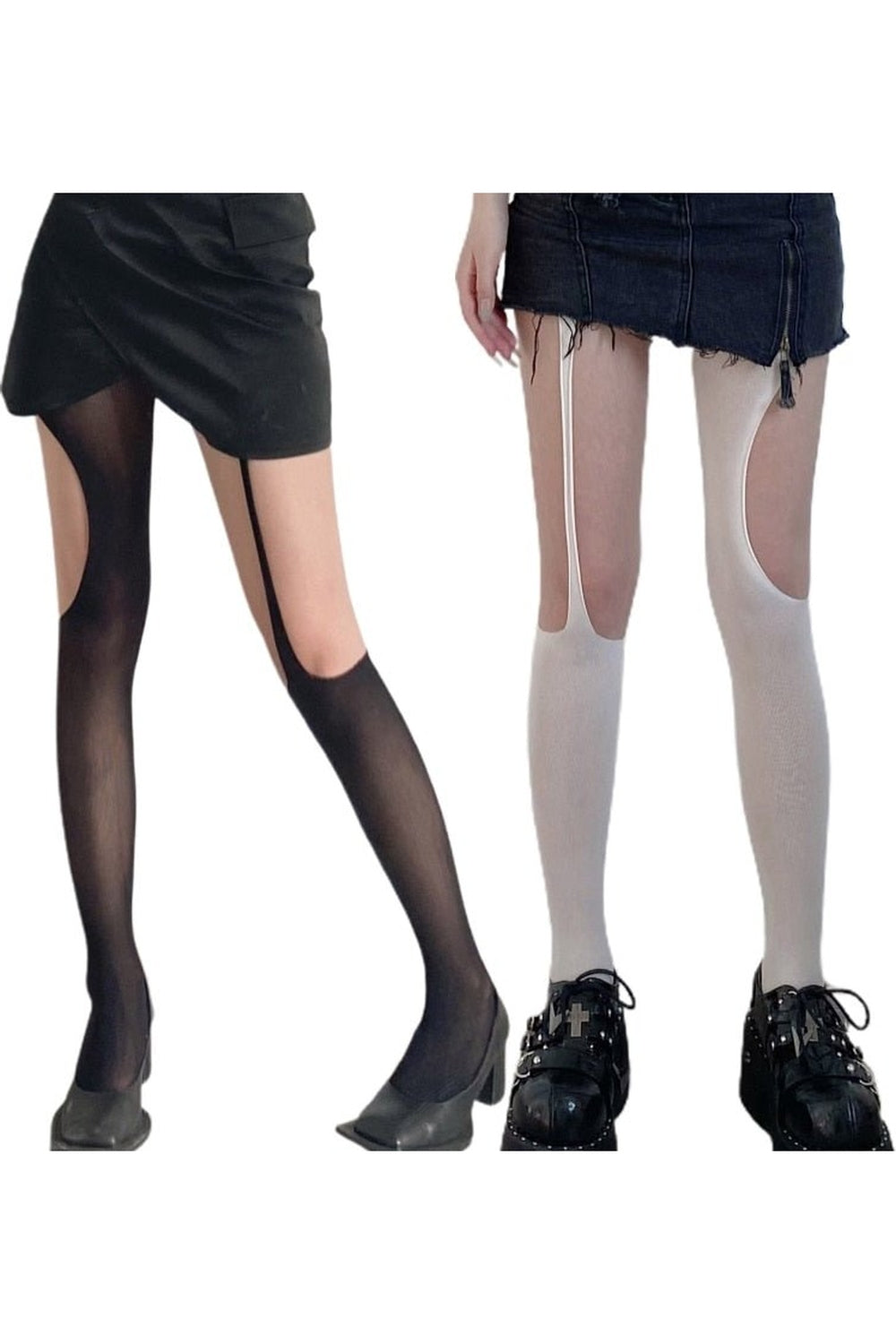 Goth Punk Black Silky Pantyhose  Tights