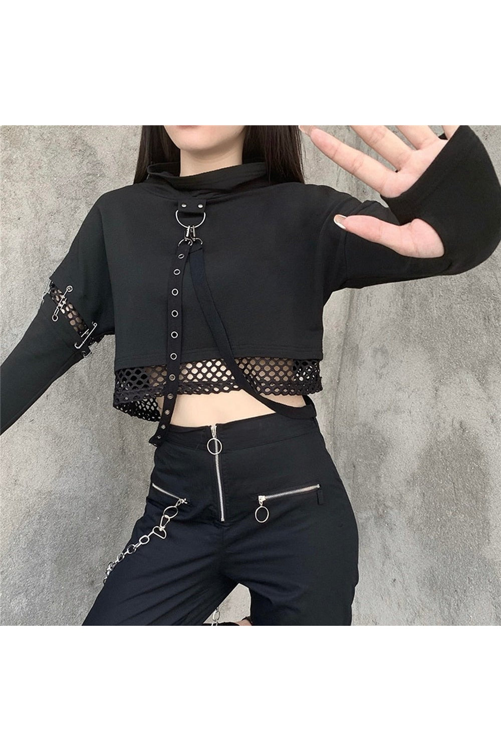 Gothic Punk Kapuzen-T-Shirt
