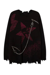 Fall Goth Ripped Knitted Sweater