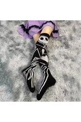 Goth Skeleton Pattern Knee Socks