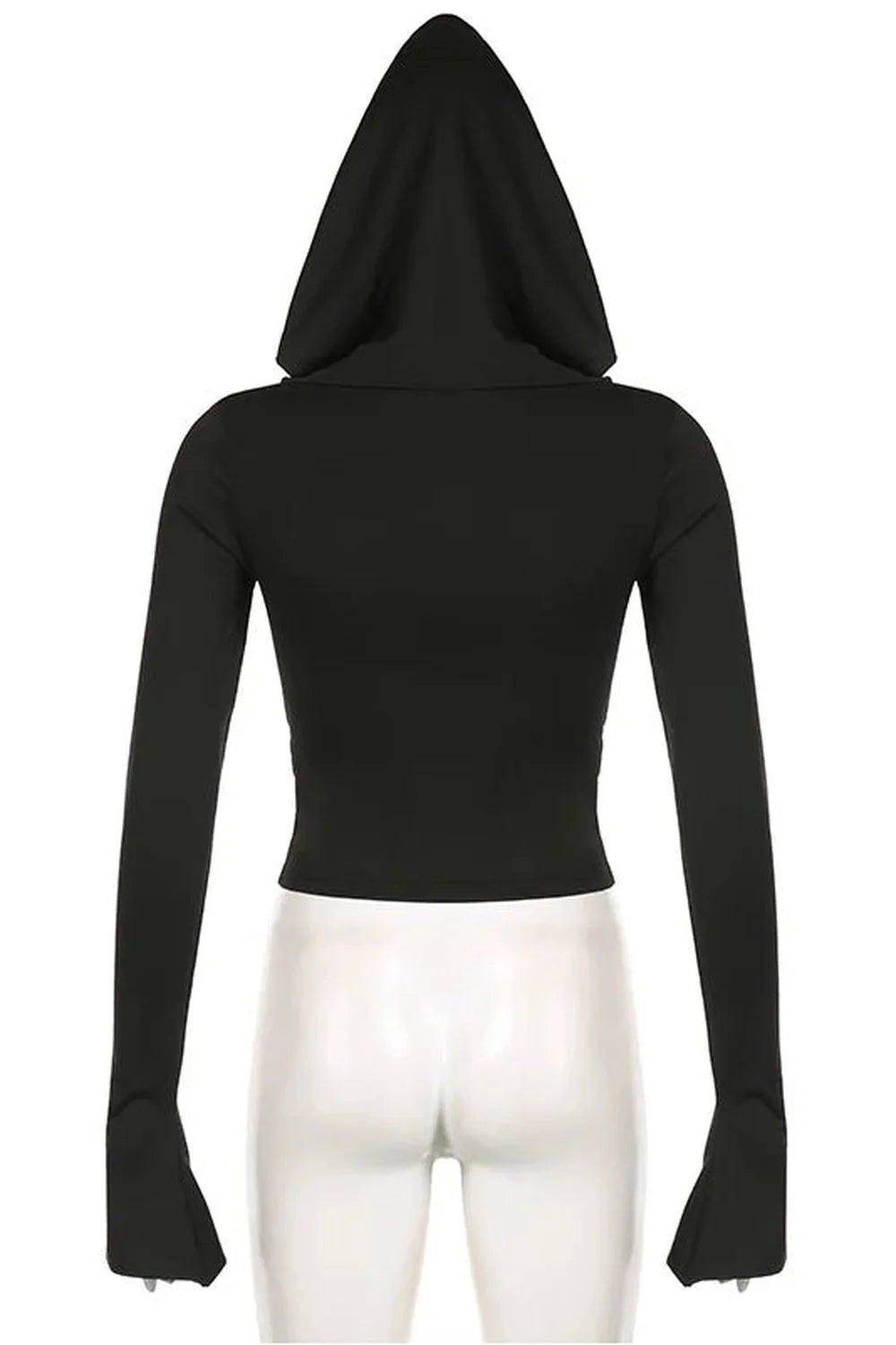 Gothic Black Hooded Crop Top