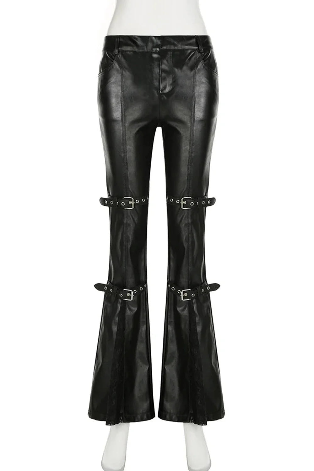 Gothic Buckle Flare Pants