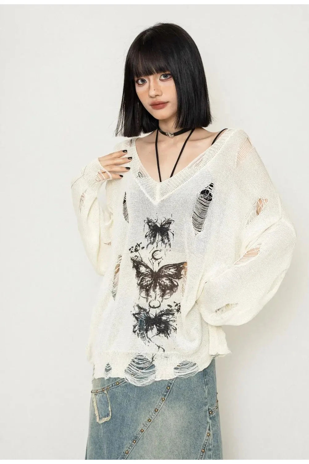 Fall Gothic Butterfly Oversized Sweater