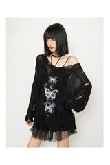 Fall Gothic Butterfly Oversized Sweater