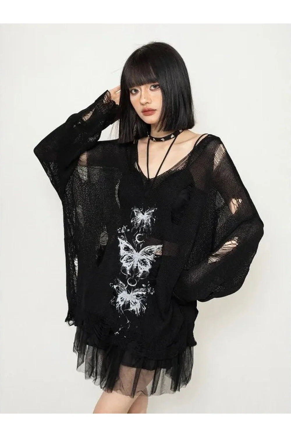 Fall Gothic Butterfly Oversized Sweater