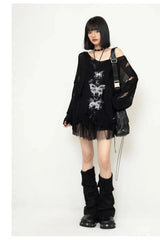 Fall Gothic Butterfly Oversized Sweater