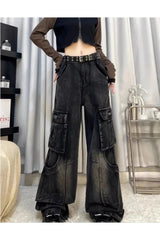 Fall Gothic Cargo Flare Jeans