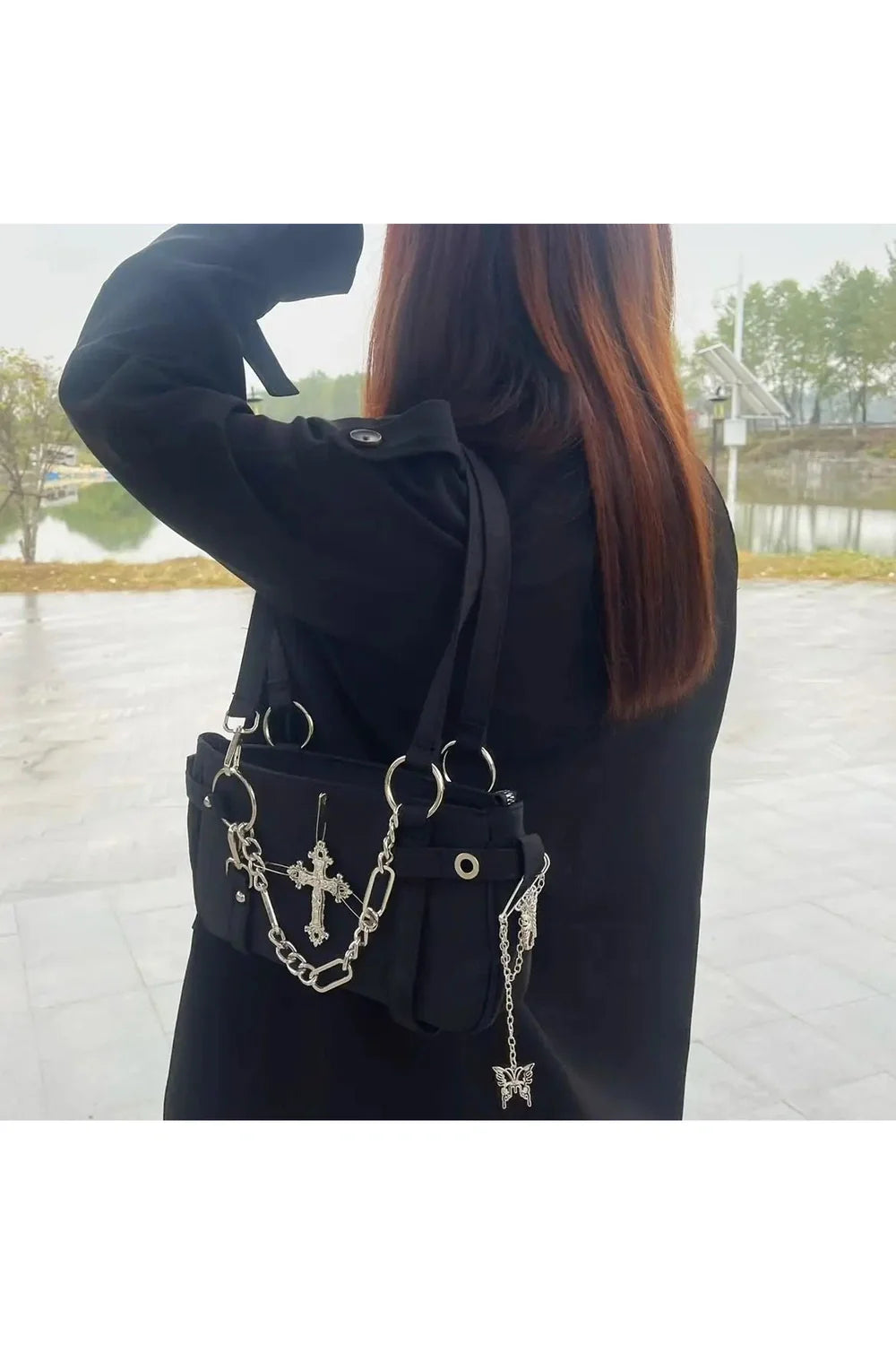 Gothic Cross Chain Shoulder Bag