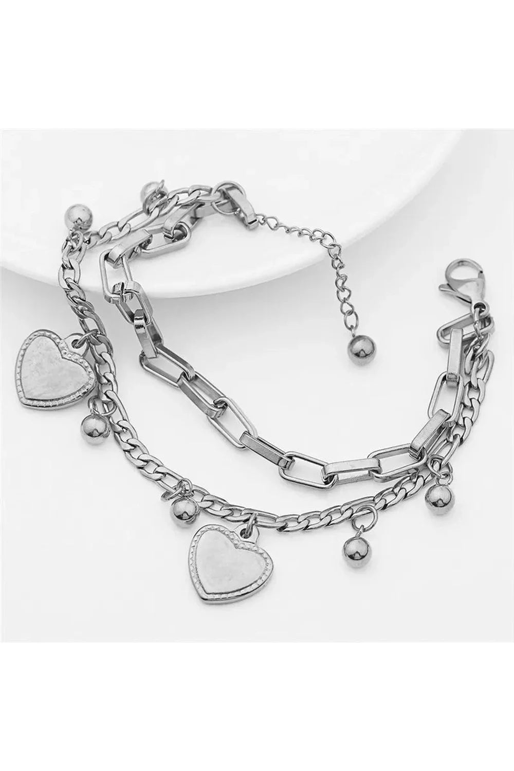 Gothic Cross Charm Layered Bracelet