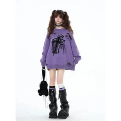 Gothic Cross Distressed Sweater