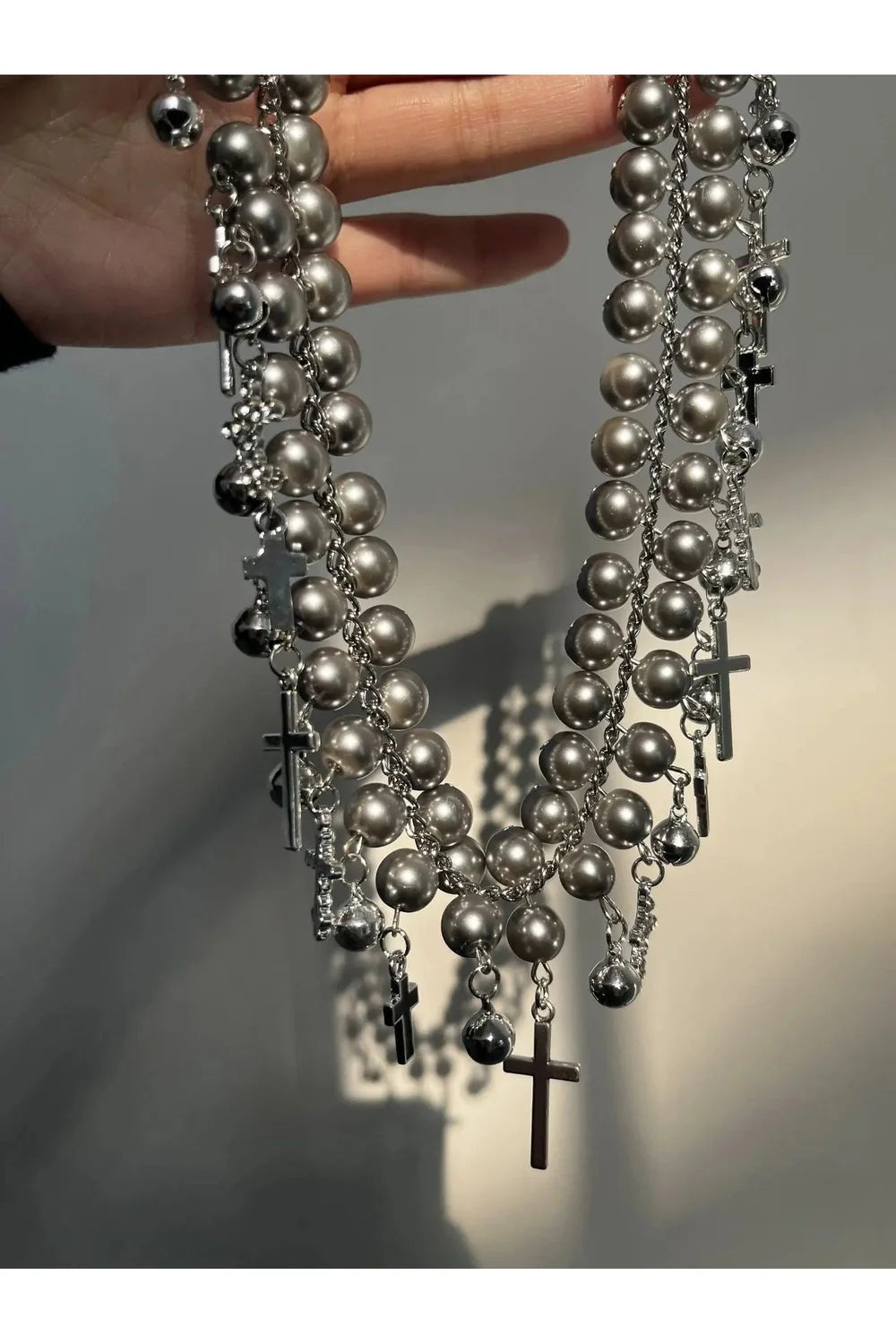 Gothic Cross Pearl Choker