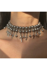 Gothic Cross Pearl Choker