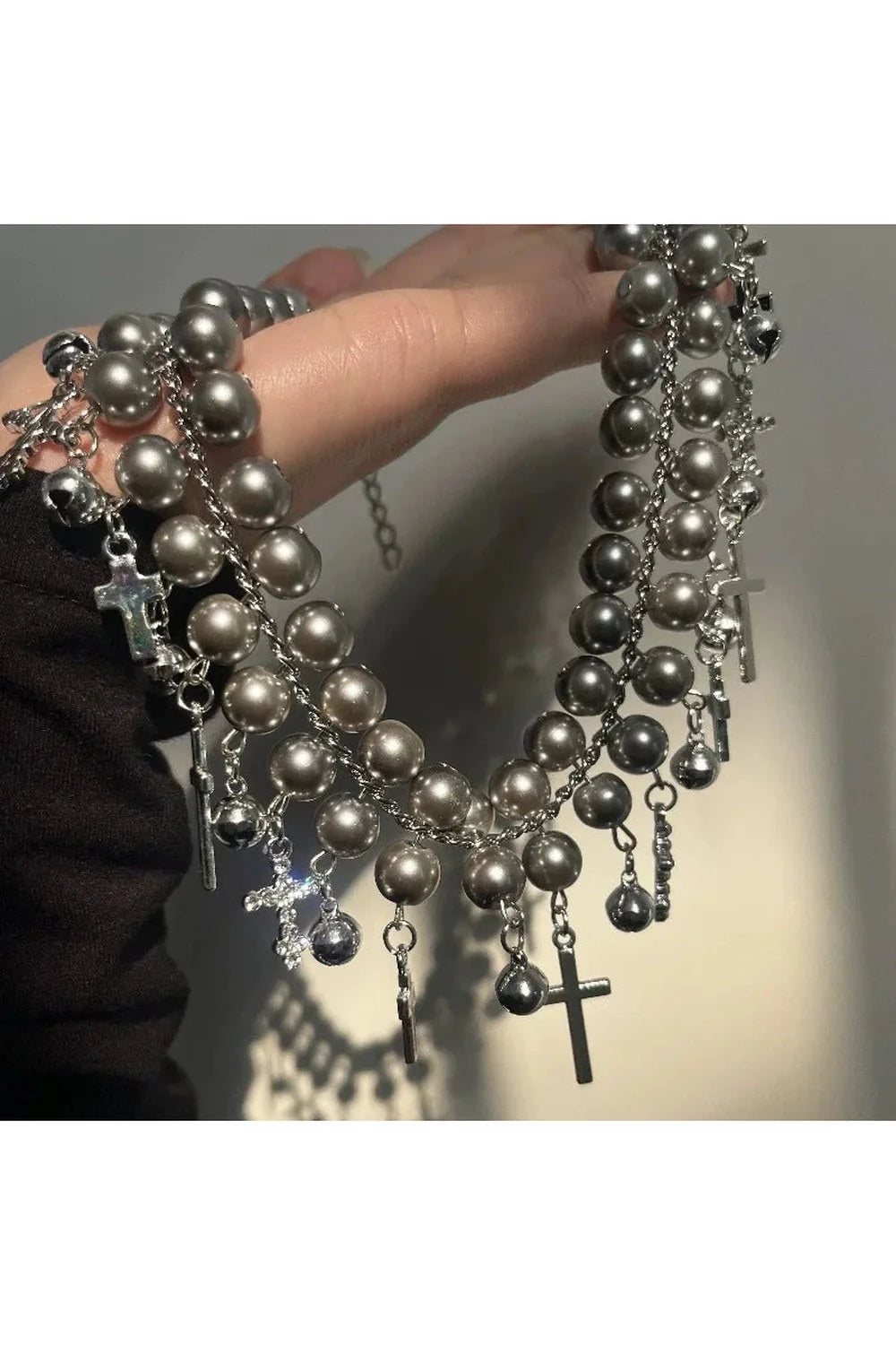 Gothic Cross Pearl Choker