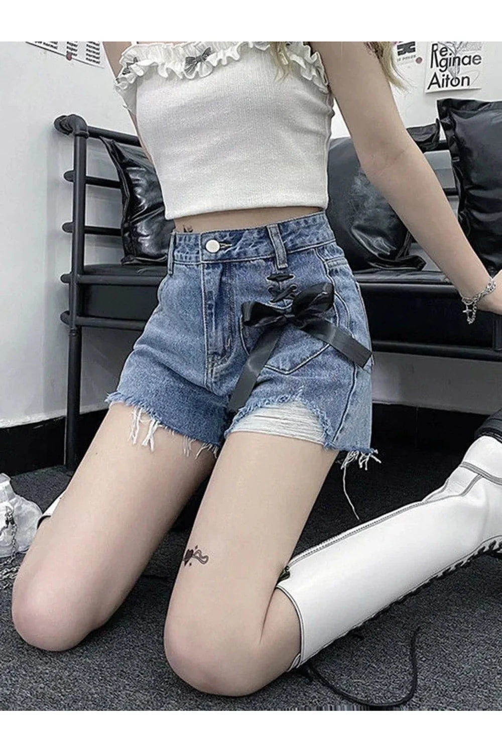 Acubi Denim Bow Shorts