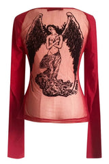 Gothic Graphic Gauze Crop Top