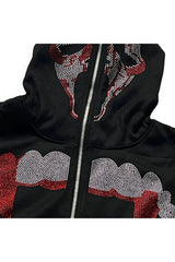 Fall Gothic Grunge Rhinestone Hoodie