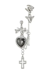 Gothic Heart Chain Drop Earrings