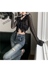 Gothic Lace Crop Top Blouse