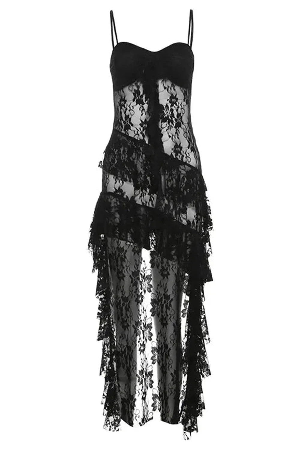 Gothic Lace High-Low Corset Dress