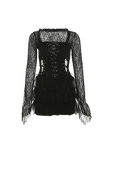 Gothic Lace Tiered Mini Dress