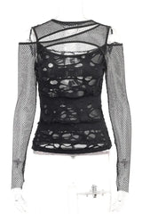 Gothic Mesh Hole Fishnet Blouse