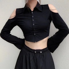 Gothic Off-Shoulder Crop Shirt