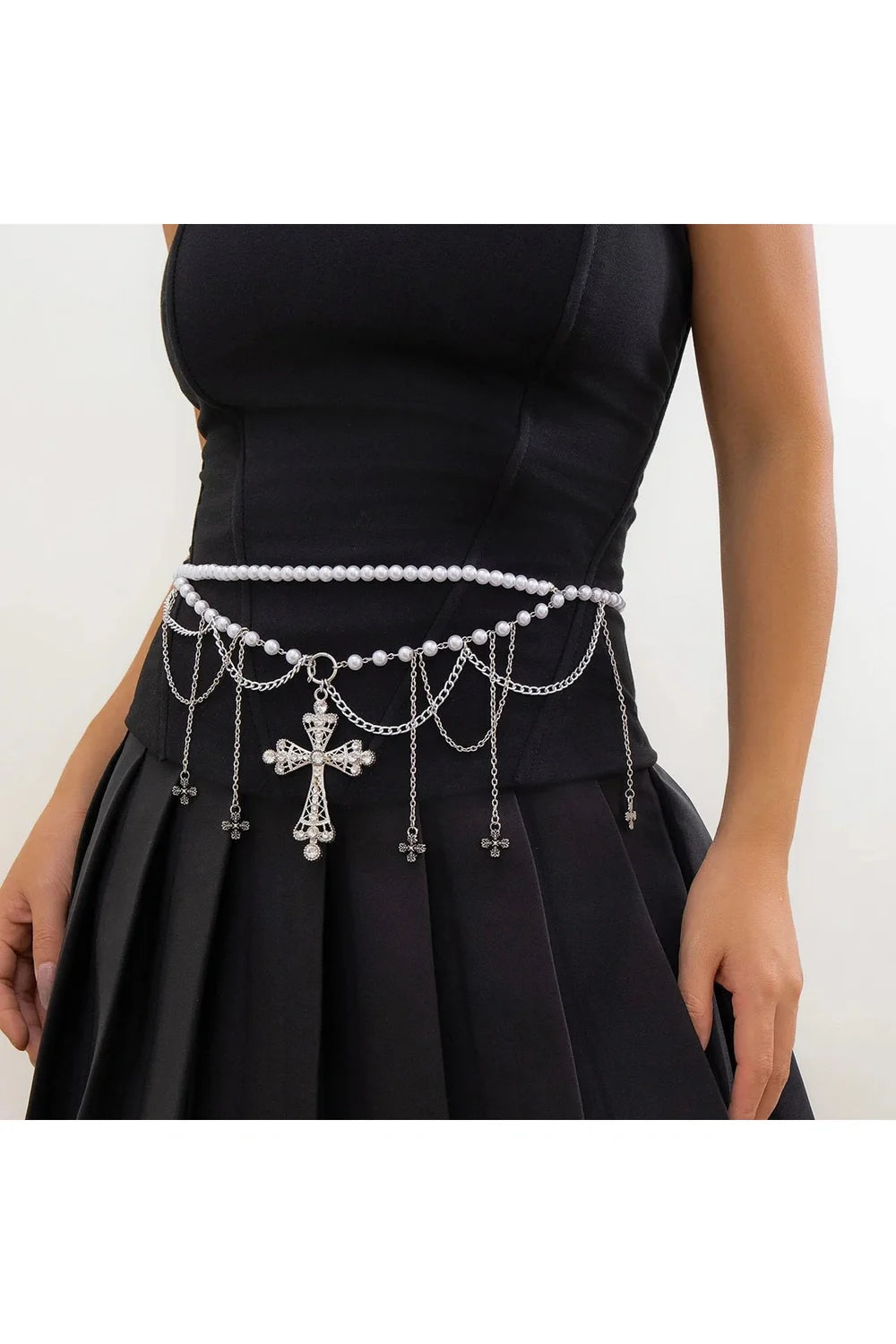 Gothic Pearl Beaded Belly Waist Chain