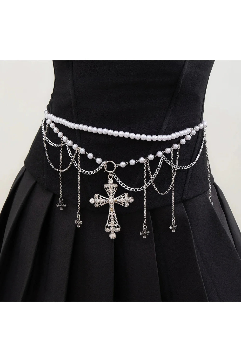 Gothic Pearl Beaded Belly Waist Chain