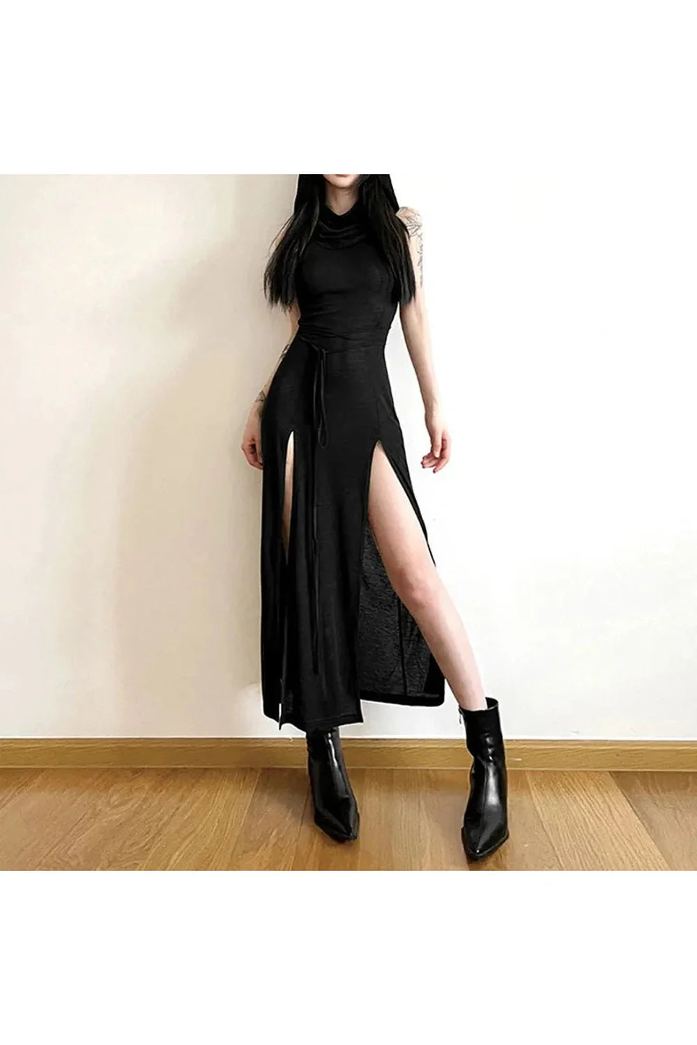 Gothic Punk Hollowed Midi Dress