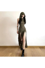 Gothic Punk Hollowed Midi Dress