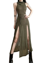 Gothic Punk Hollowed Midi Dress