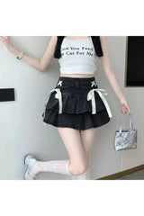 Gothic Ruffle Ribbon Mini Skirt