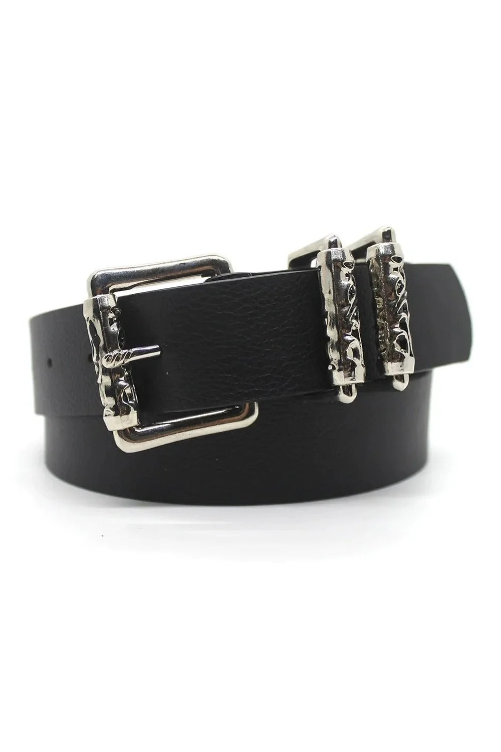 Gothic Silver Buckle White Belt